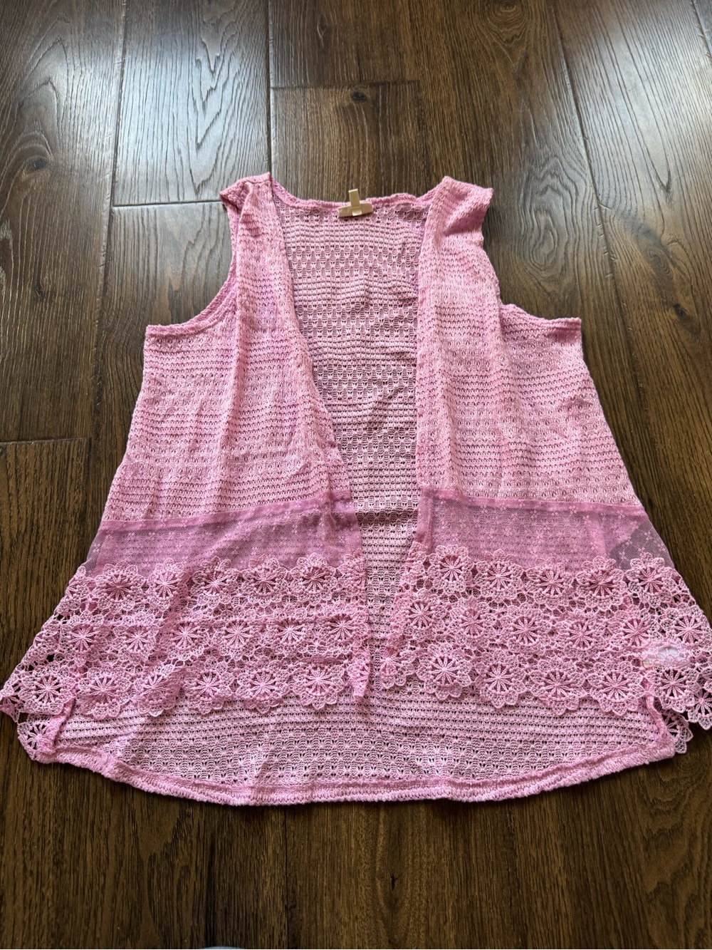 Self Esteem Lavender Crochet Open-Front Vest